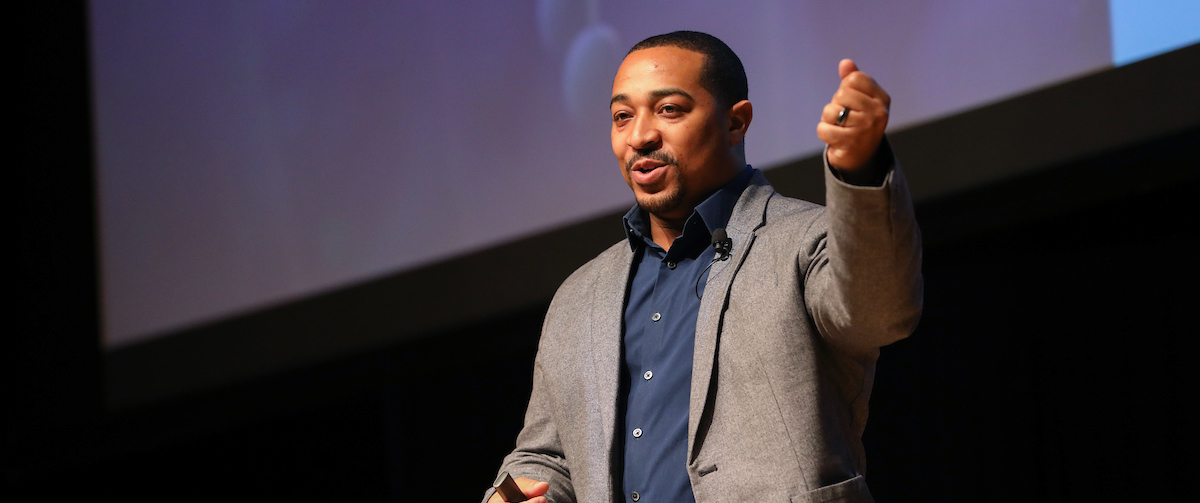 Aaron Sims giving a lecture